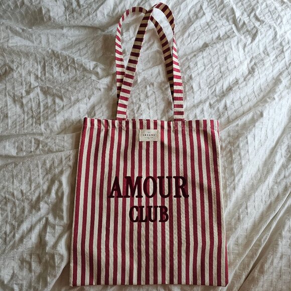 New Sezane Amour Club Striped Tote - Red/White - Picture 1 of 9